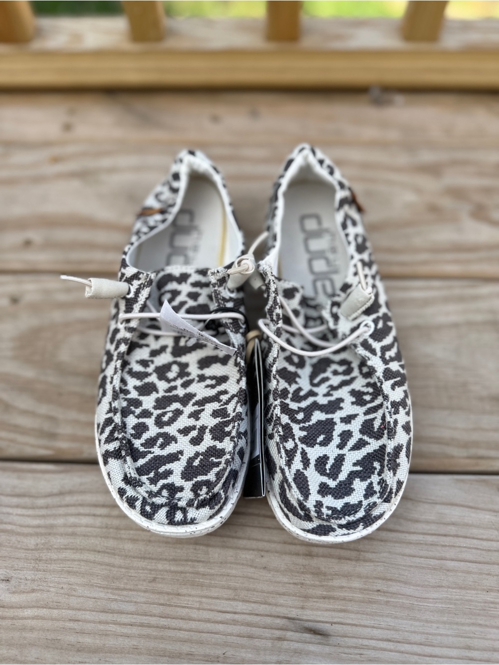 Hey Dude Kids Leopard Print Slip-On Sneakers in Black and White